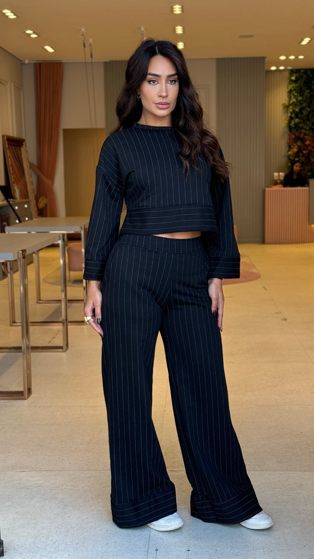 Conjunto Moletinho Listrado Eliana Preto