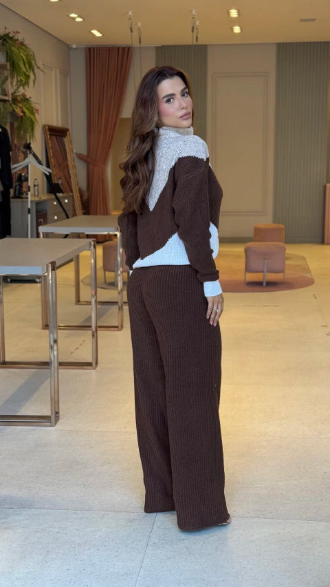 Conjunto Tricot Flávia Marrom