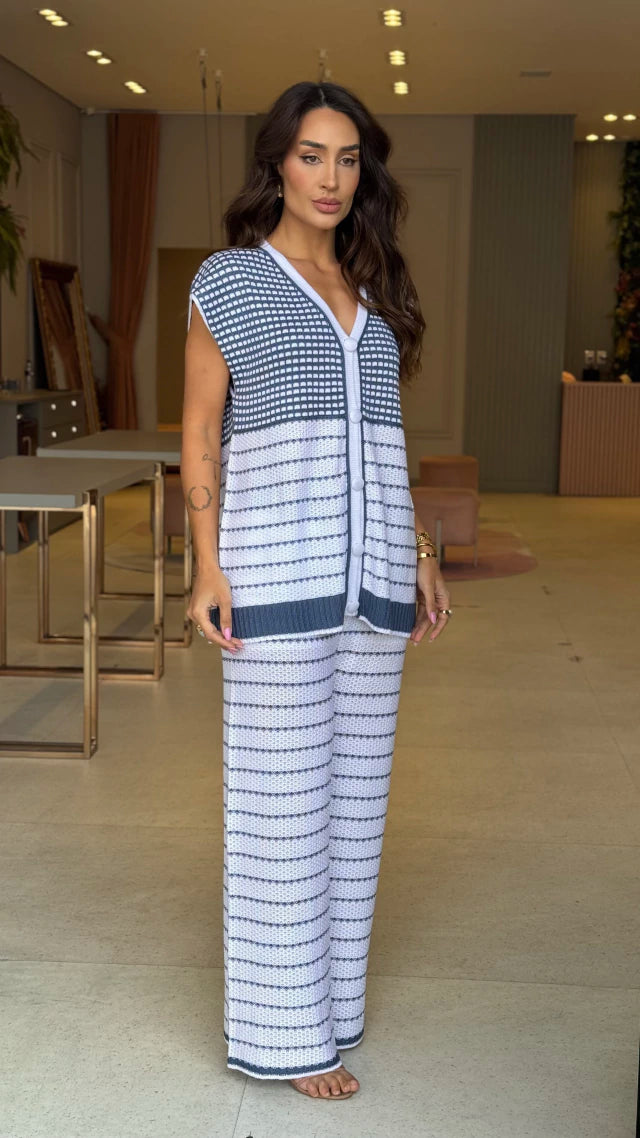 Conjunto Tricot Porto Chic Azul