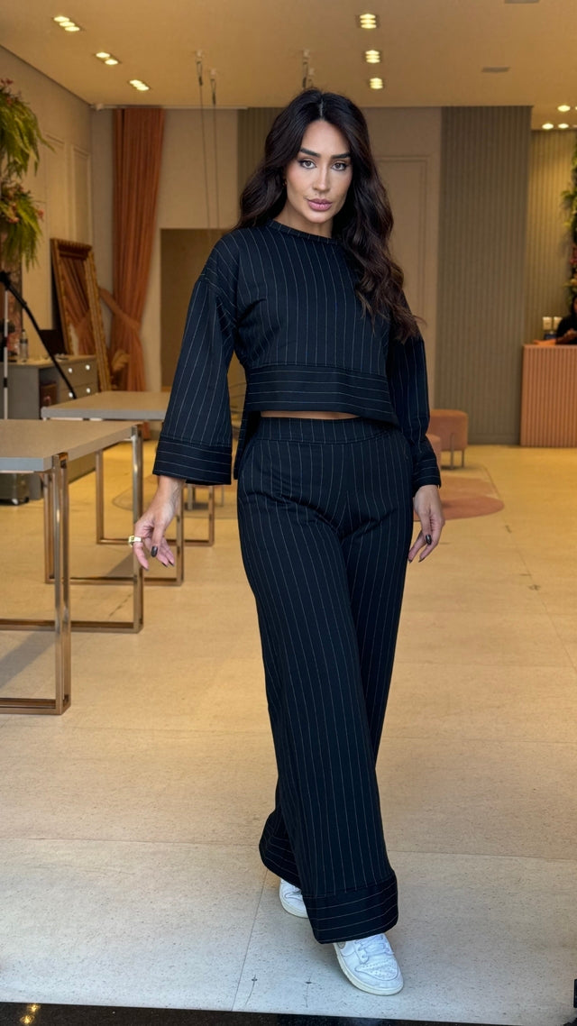 Conjunto Moletinho Listrado Eliana Preto