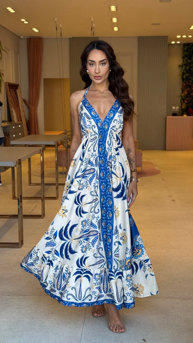 Vestido Indiano Estampado Jade